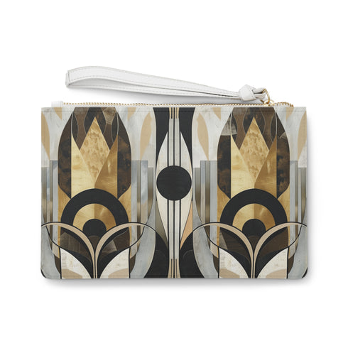 Abstract art deco patterned clutch bag - vibrant, stylish, unique evening accessory.