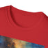 Charcoal cotton galaxy painting t-shirt with vibrant celestial pattern