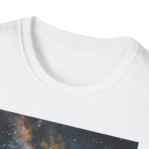 Charcoal cotton t-shirt featuring a detailed Milky Way night sky design