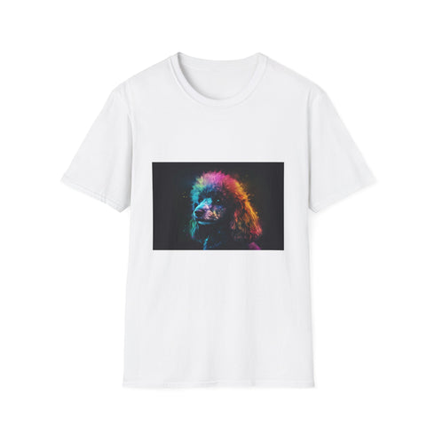 Watercolor Poodle Print Charcoal T-Shirt - Summer Cotton Crew Neck