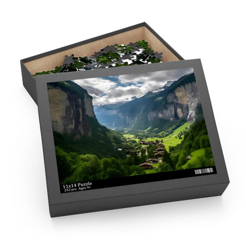 Lauterbrunnen Valley Cliff Jigsaw Puzzle with Iconic Steep Cliffs.
