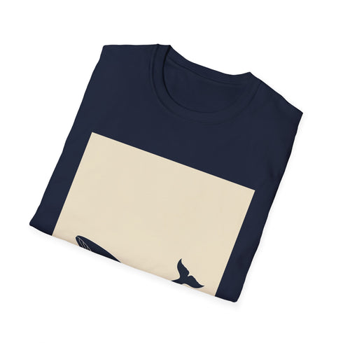 Charcoal cotton T-shirt with minimalist whale design embodies tranquil ocean journey