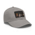 Sleek white baseball cap with light brown rectangle patch.