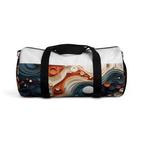 Unique textured circle print small duffel by Mike Ruiz Xuliban.