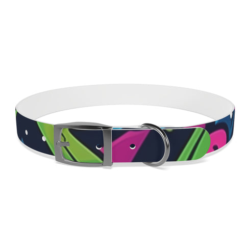 Neon colored urban graffiti dog collar for stylish medium-sized dogs.