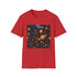 Charcoal cotton T-shirt with celestial stars and moons pattern