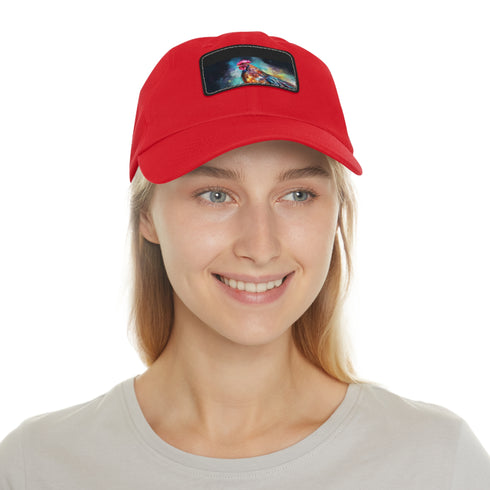 Fierce Feathers Rooster Cap with White Rectangle Patch Unisex Cotton Hat