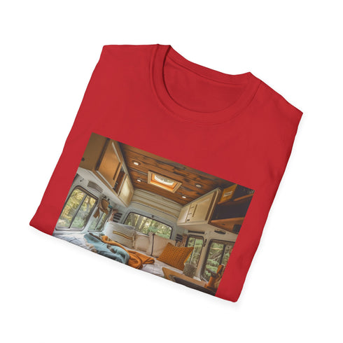 Charcoal retro camper van T-shirt with cozy cotton feel regular fit