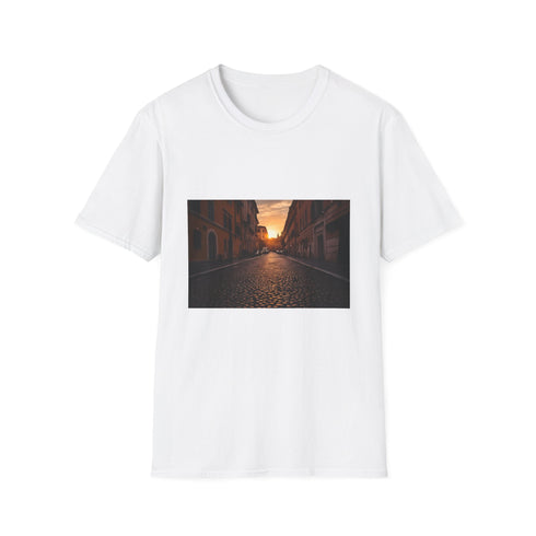 Charcoal cotton T-shirt with a vibrant Roman cityscape design