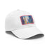 Chicago skyline watercolor baseball cap with white/light brown patch design.
