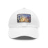 Eiffel Tower watercolor baseball cap with rectangular light brown patch.
