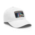 Fierce Feathers Rooster Cap in White with Light Brown Rectangle Patch