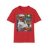 Charcoal Nadal tennis painting T-shirt with vibrant brushstroke design cotton crew neck