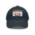 Lovable Lab Cap in white with light brown patch, rectangle design.