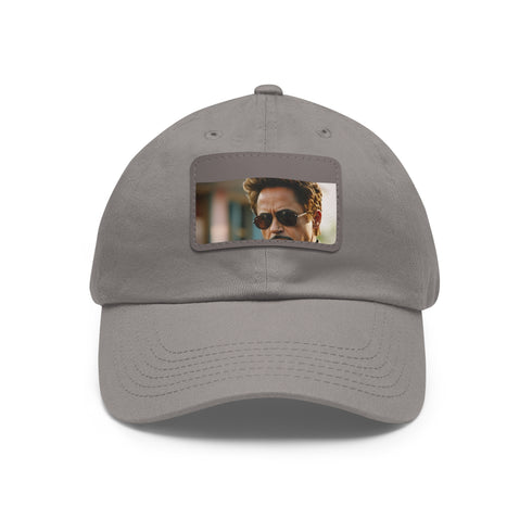 Iron Shades Snapback Cap in white with light brown rectangle patch