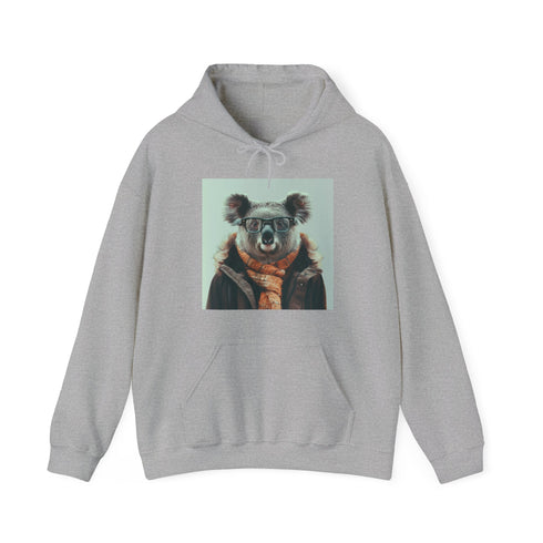 Wise Hipster Koala Hoodie in Navy, Men's Regular Fit Sweatshirt