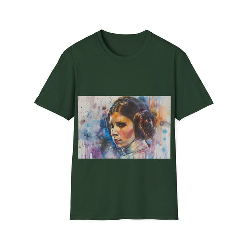 Watercolor Galactic Goddess Leia tee soft charcoal cotton crew neck S