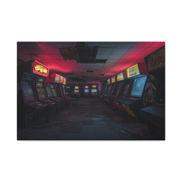 Abandoned Arcade Glowing in the Dark Stretched Canvas Wall Art