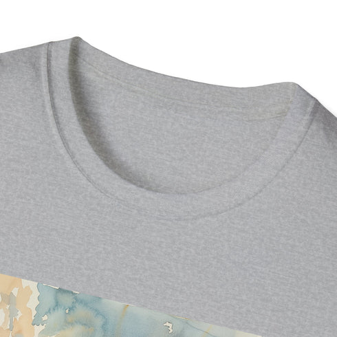 Royal Watercolor Buckingham Palace T-Shirt in Charcoal, Size S. Soft cotton DTG design.