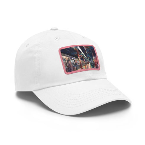 New York City Subway Sunset Watercolor Baseball Cap White Rectangle Variant