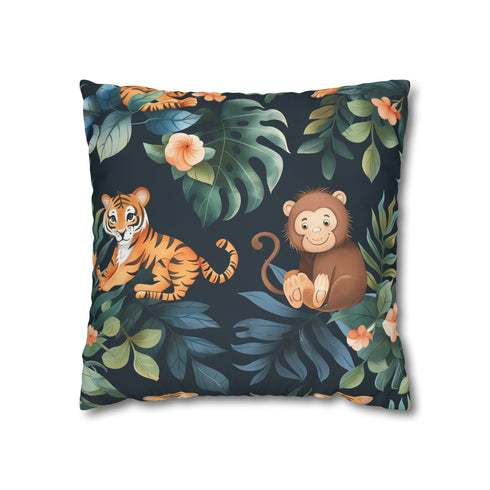Wild Tiger Jungle Pillow Case - Sleek design with fierce tigers and lush greenery, perfect for adding adventure to your bedroom decor