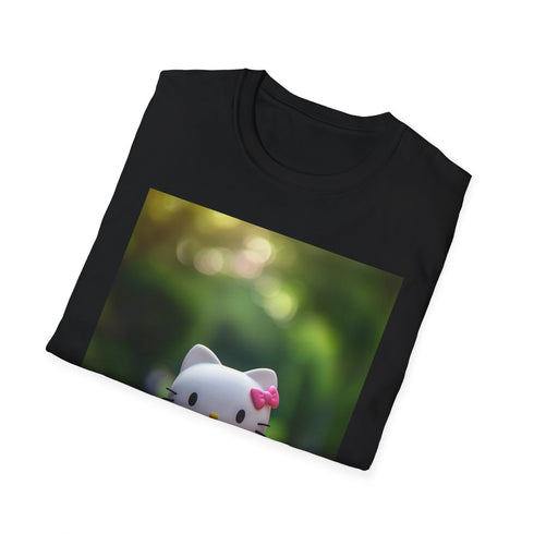 Sanrio Safari Hello Kitty T-Shirt Charcoal Brushstroke Sunset Print.
