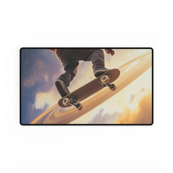 Skateboarder Riding on Rings of Saturn ā XL & XXL Desk Mat ā Gaming & Workspace Desk Setup View