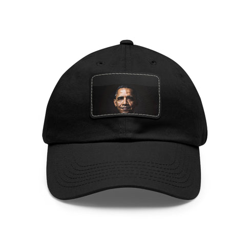 Barack Obama themed white hat with light brown patch.