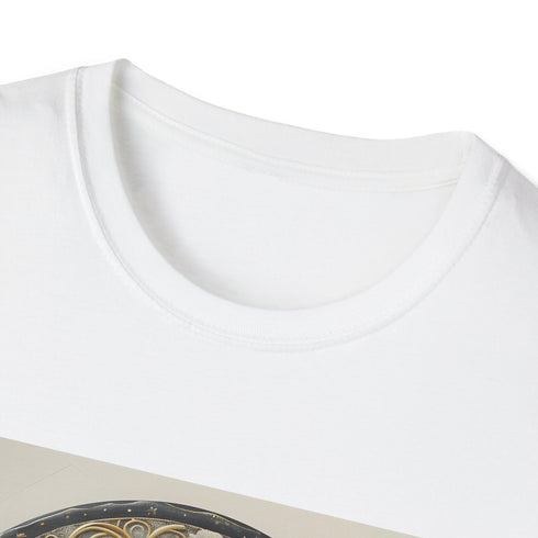 Charcoal cotton t-shirt with intricate mandala sun and moon design