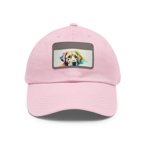 Labrador Love Embroidered Baseball Cap, White Light Brown Patch Rectangle Unisex