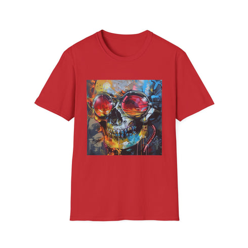 Charcoal cotton t-shirt featuring vibrant urban art with crew neck design