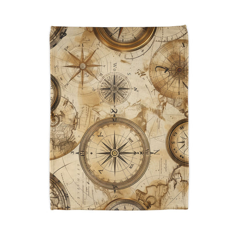 Vintage Cartography Explorer Maps Seamless Plush Fleece Throw Blanket - View 4 | Prints With Passion