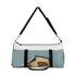 Light blue retro camper duffel bag for stylish getaways.