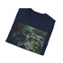 Charcoal crocodile painting T-shirt with crew neck and rugged scales design