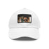 Iron Shades Snapback Cap in white with light brown patch.