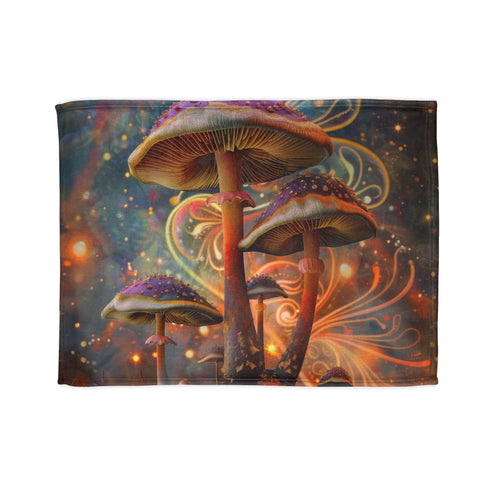 Colorful psychedelic mushroom pattern blanket for cozy comfort and style.