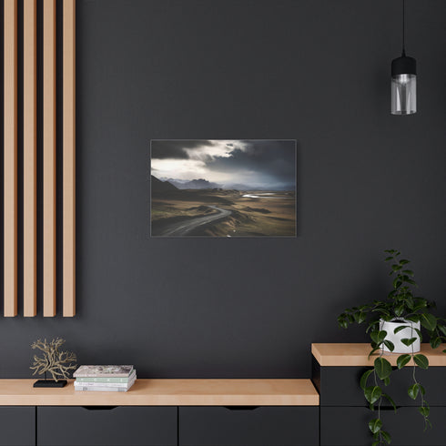 Iceland Ring Road Dramatic Mountain Horizon Stretched Canvas Wall Art - View 8 | Prints With Passion