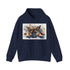German Shepherd Puppy Navy Hoodie with Watercolor Painting Pattern
