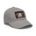 Winter forest themed white baseball cap with light brown rectangle patch.