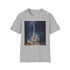 Charcoal cotton T-shirt featuring watercolor Dubai skyline with regular fit