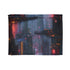 Neon Cyberpunk cityscape blanket with futuristic PS5 design, cozy sublimation print.