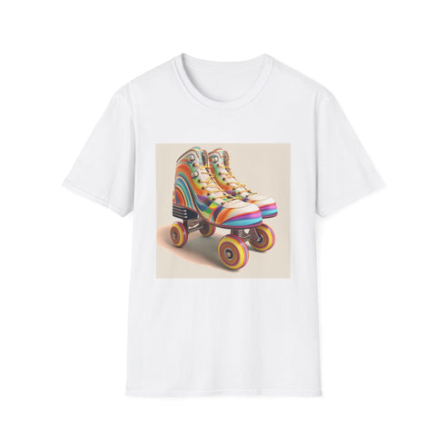 Retro roller skate graphic tee in charcoal for men and women