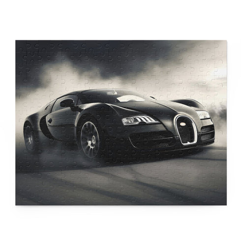 Bugatti Speed Puzzle depicting iconic sports car racing through landscapes.