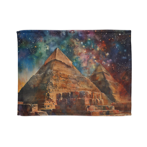 Watercolor Egypt pyramid design blanket for restful sleep and relaxation.