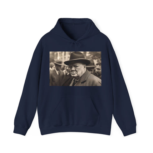 Navy Winston Churchill's Wartime Hoodie for Men and Women - DTG Print