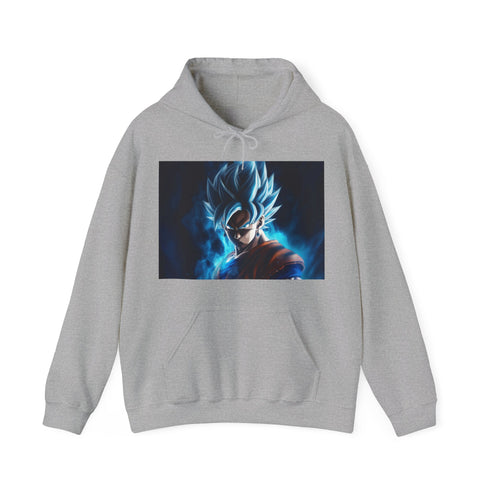 Dynamic Super Saiyan Blue Goku Navy Hoodie with intense energy design.