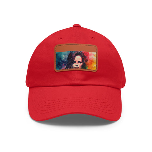 Neon watercolor baseball cap by Kate Beckinsale - white hat.