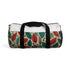 Modern green leaf duffel bag with vibrant pattern and texture design.
