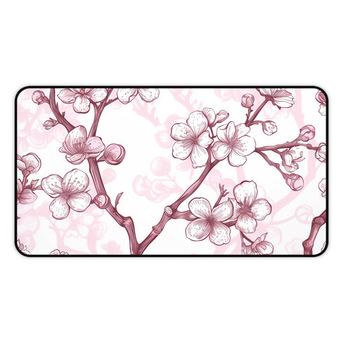 Cherry Blossom Desk Mat - Enhance your workspace with elegant pink and white floral pattern