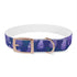 Stylish black onyx dog collar with lavender fields pattern.
